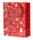 Medium Red and Silver Foil Christmas Gift Bag