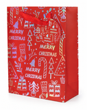 Medium Red and Silver Foil Christmas Gift Bag