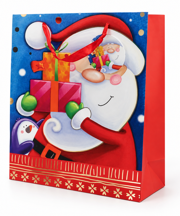 Large Santa Christmas Gift Bag with Foil Detail