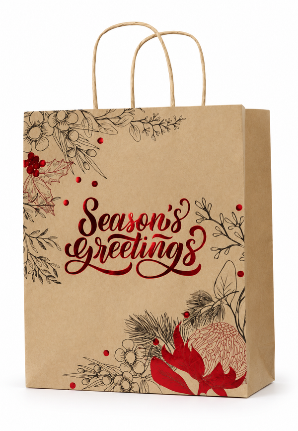 Large Kraft Christmas Gift Bag with Foil Detail