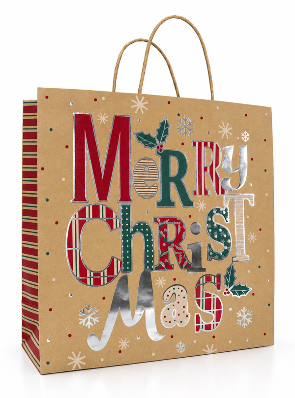 Extra Large Kraft Foil Christmas Gift Bag
