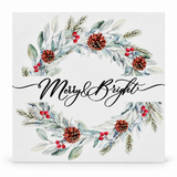 Botanical Foiled Christmas Cards – 10 Pack – Merry and Bright Wreath