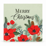 Botanical Foiled Christmas Cards – 10 Pack – Merry Christmas Red Flowers