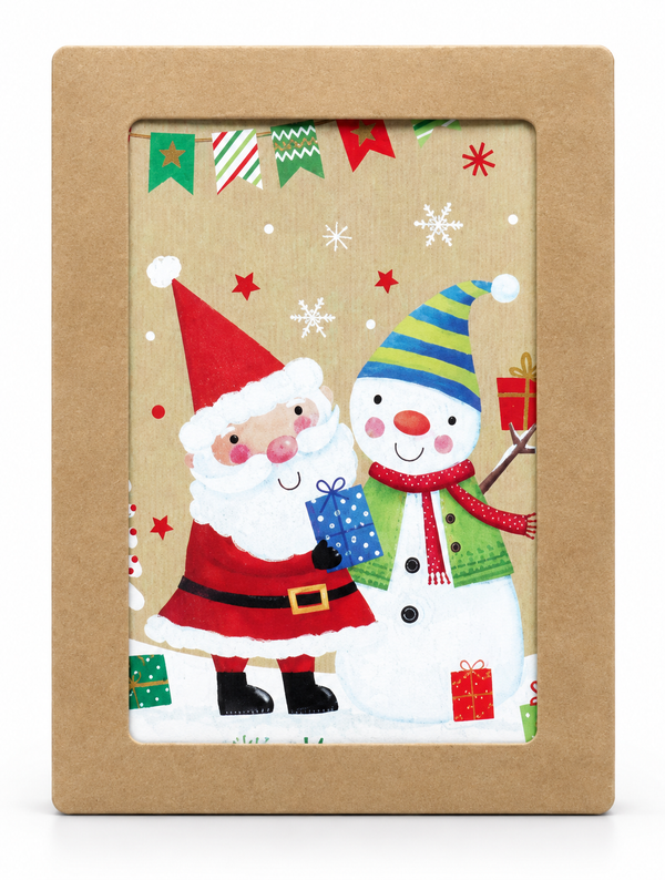 Cute Illustrated Christmas Cards – 10 Pack – Santa and Snowman