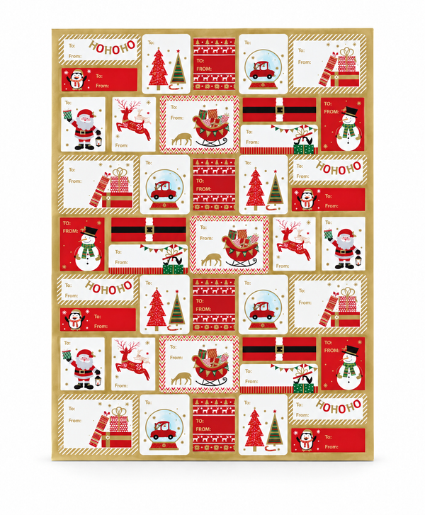 Large Double-Sided Christmas Gift Tag Sticker Sheet – 84 Pieces