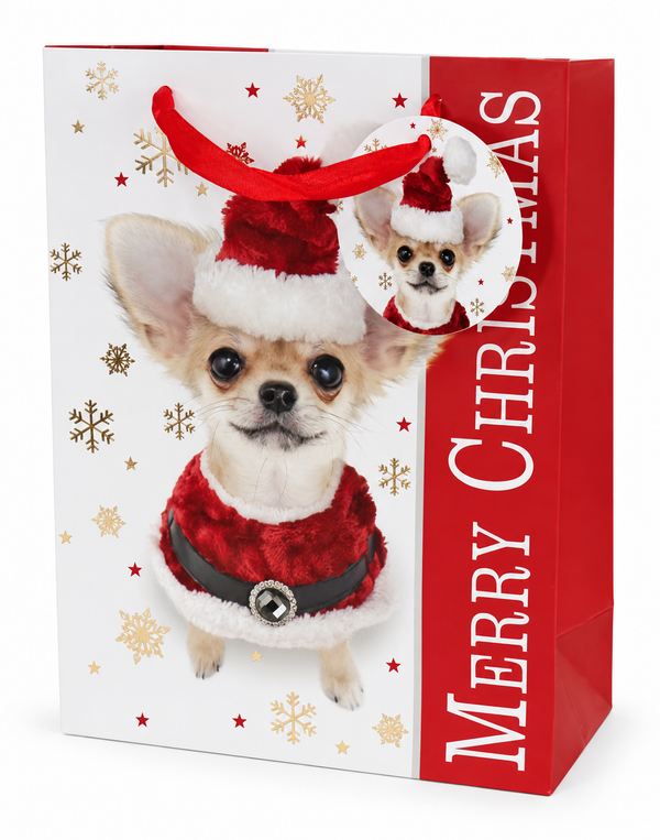 Christmas Dog Foil Gift Bag