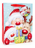 Medium Cute Santa Glitter Gift Bag