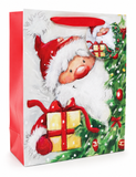 Medium Cute Santa Glitter Gift Bag