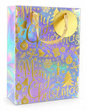 Medium Iridescent Foil Christmas Gift Bag