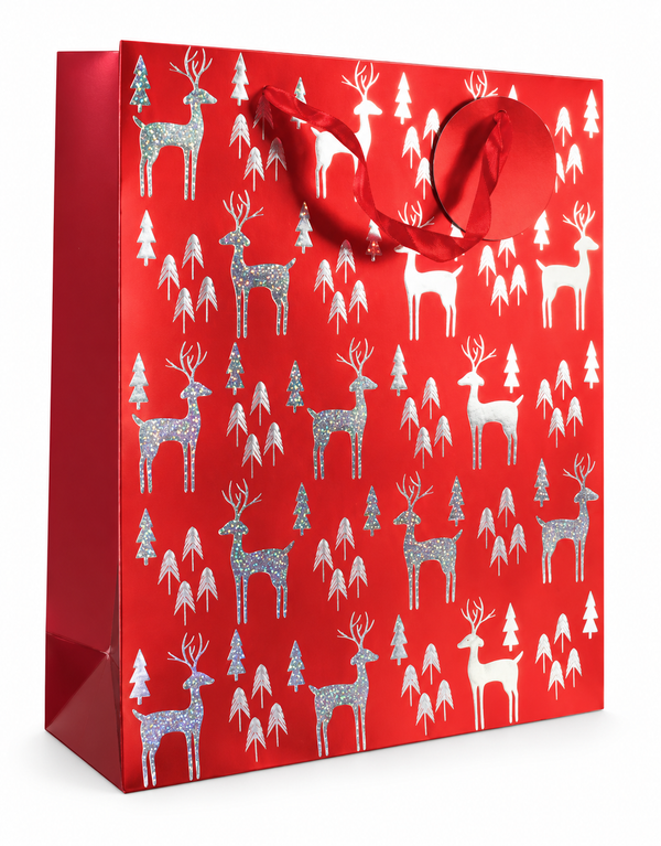 Large Red Laser Foil Christmas Gift Bag