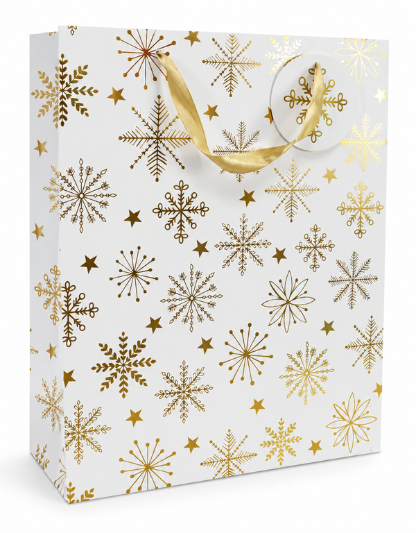 Large White and Gold Foil Christmas Gift Bag