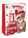 Large Christmas Pets Glitter Gift Bag