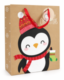 Large Kraft-Look Christmas Character Gift Bag