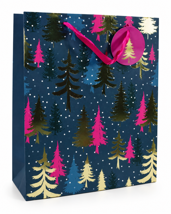 Large Blue and Pink Gold Foil Christmas Gift Bag
