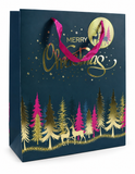 Large Blue and Pink Gold Foil Christmas Gift Bag