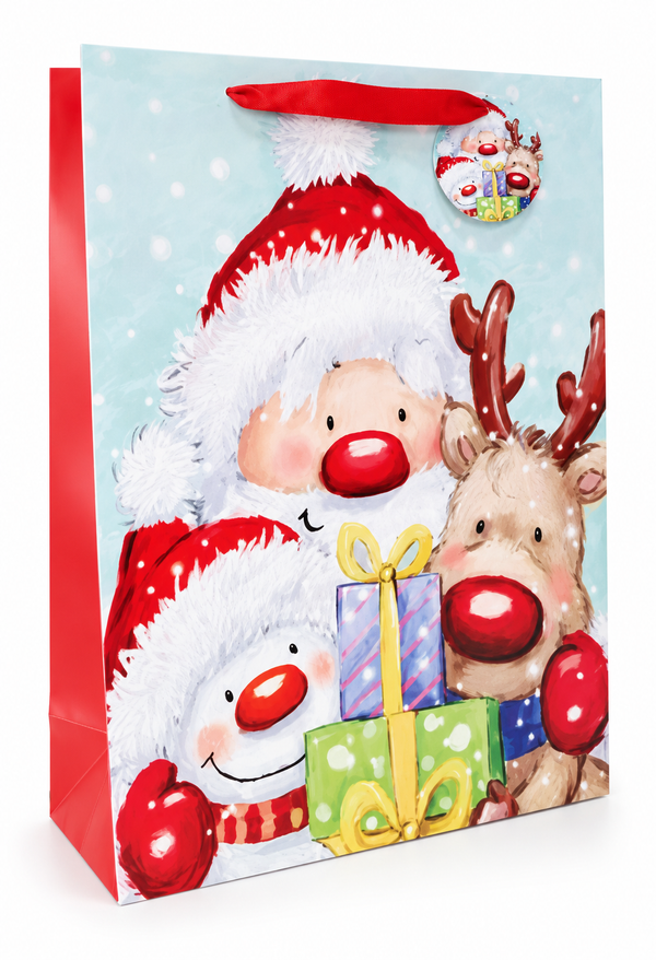 Extra Large Cute Santa Glitter Gift Bag