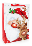 Extra Large Cute Santa Glitter Gift Bag