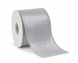 Silver and White Christmas Ribbon - 50 mm x 2.7 m