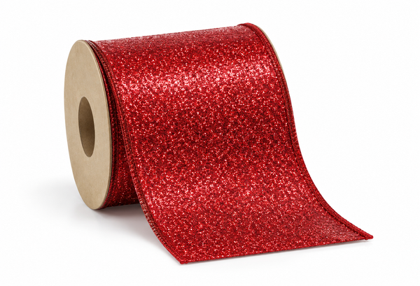 Wide Glitter Christmas Ribbon - 10 cm x 10 m
