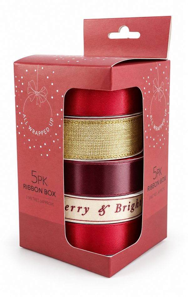 Coordinated Christmas Ribbon Gift Box - 5 Pack