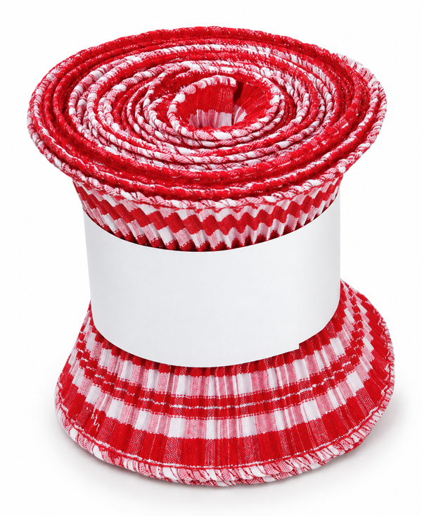 Red and White Gingham Sash Ribbon - 60 mm x 2.7 m