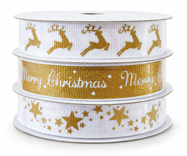 Christmas Ribbon Set - 3 Pack, 15 mm x 3 m