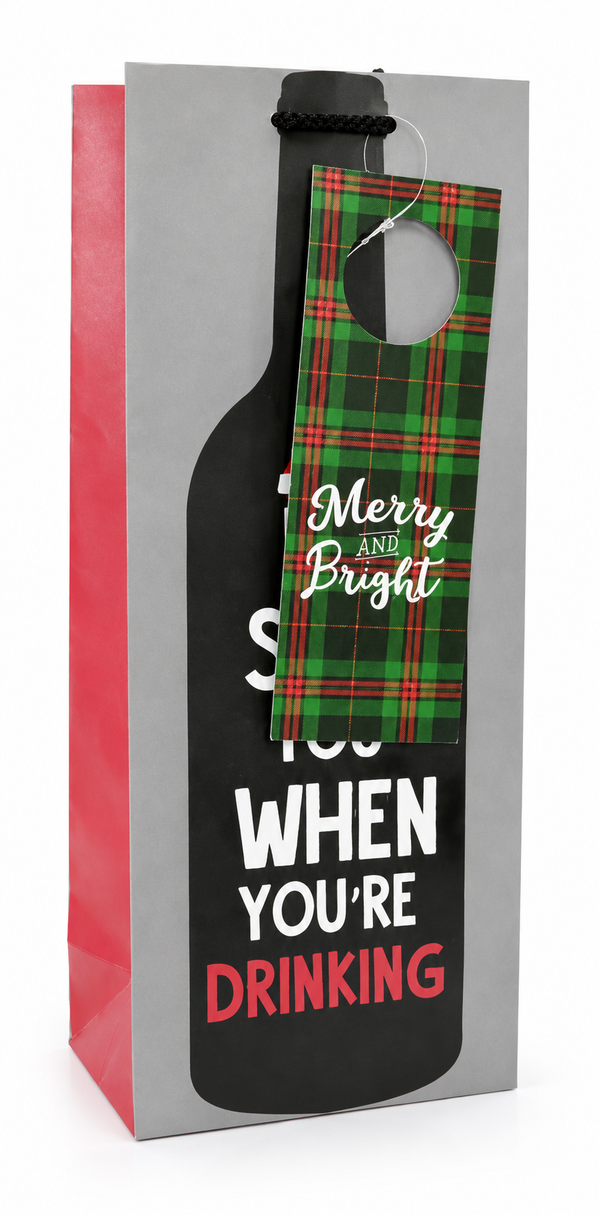 Christmas Slogan Foil Bottle Gift Bag