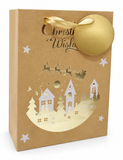 Medium Kraft Gold Foil Christmas Gift Bag