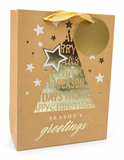 Medium Kraft Gold Foil Christmas Gift Bag