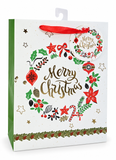 Classic Red and Green Foil Christmas Gift Bag