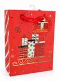 Medium Red and Gold Foil Christmas Gift Bag