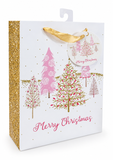 Medium Pink and Gold Forest Glitter Gift Bag