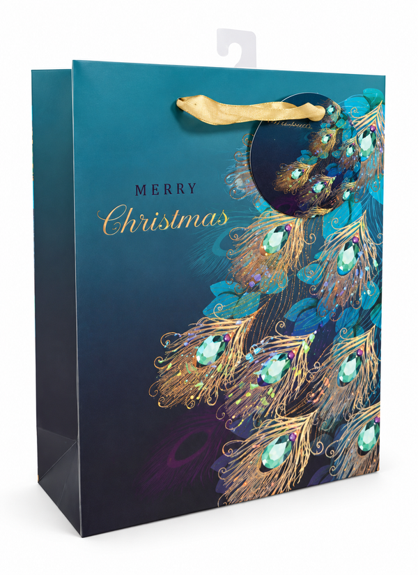 Medium Peacock Jewel Christmas Gift Bag