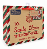 Wide Kraft Santa Postage Foil Gift Bag
