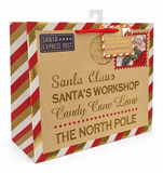 Wide Kraft Santa Postage Foil Gift Bag
