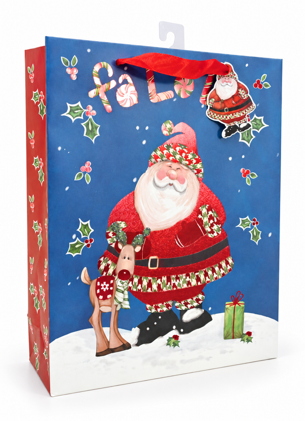 Large Santa Candy Cane Foil Gift Bag