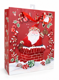 Large Santa Candy Cane Foil Gift Bag
