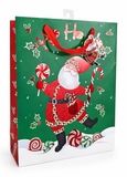 Large Santa Candy Cane Foil Gift Bag
