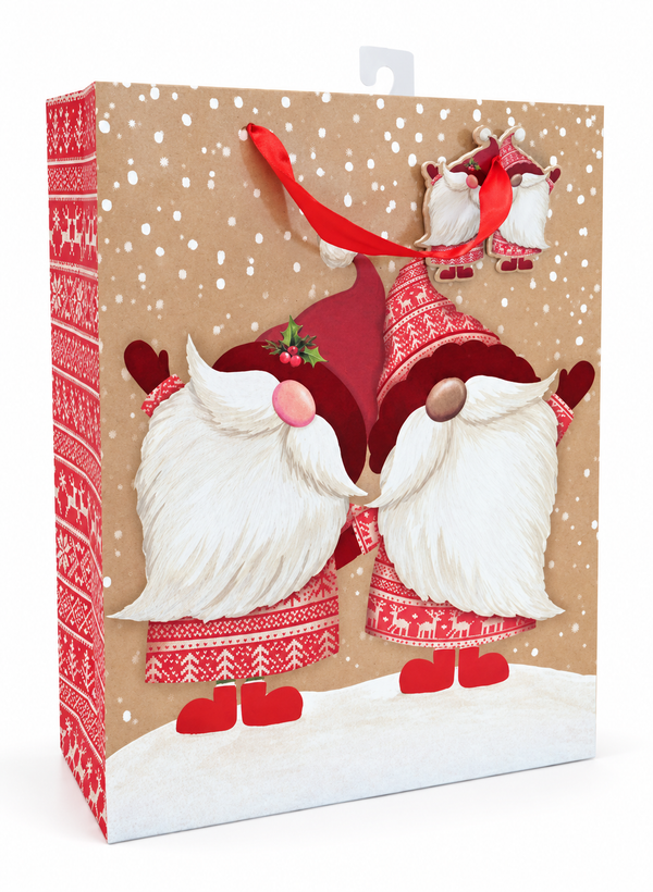 Large Vintage Winter Christmas Gift Bag