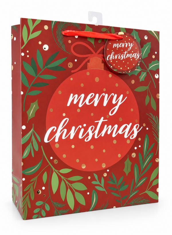 Large Leafy Gold Foil Christmas Gift Bag