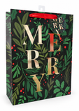 Large Leafy Gold Foil Christmas Gift Bag