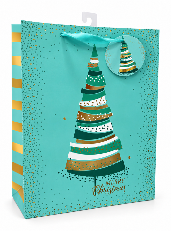 Large Green and White Gold Foil Gift Bag