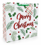 Wide Square Merry Christmas Foil Gift Bag