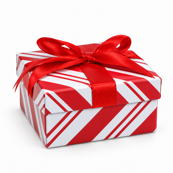 Candy Stripe Christmas Gift Box with Bow