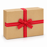 Kraft Christmas Gift Box with Red Ribbon