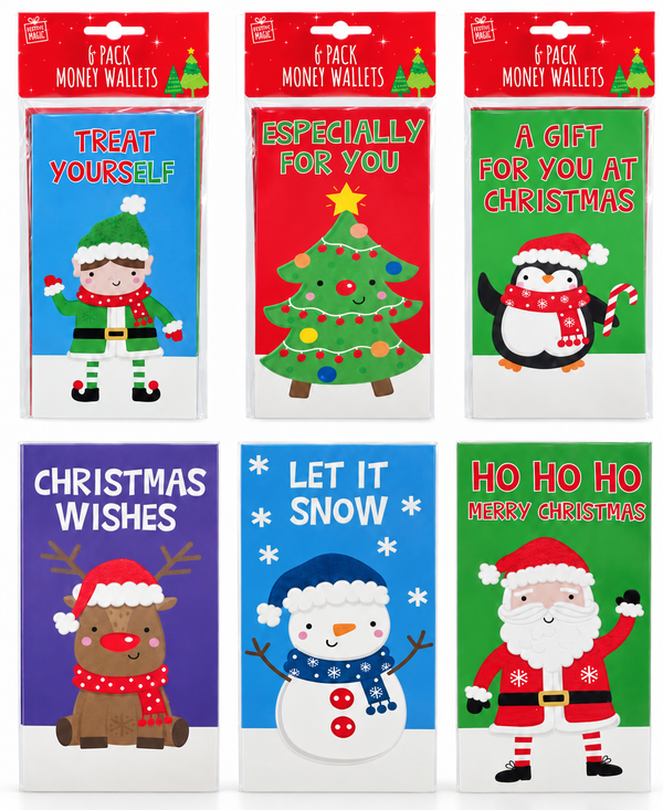 Christmas Character Money Wallets – 6 Pack