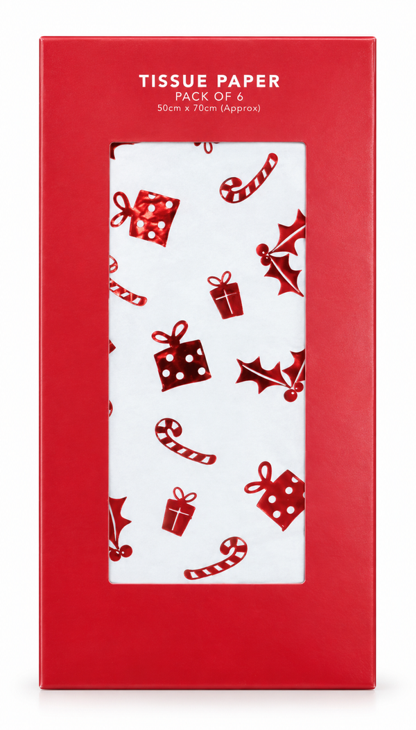 Foil Christmas Tissue Paper – 6 Sheets