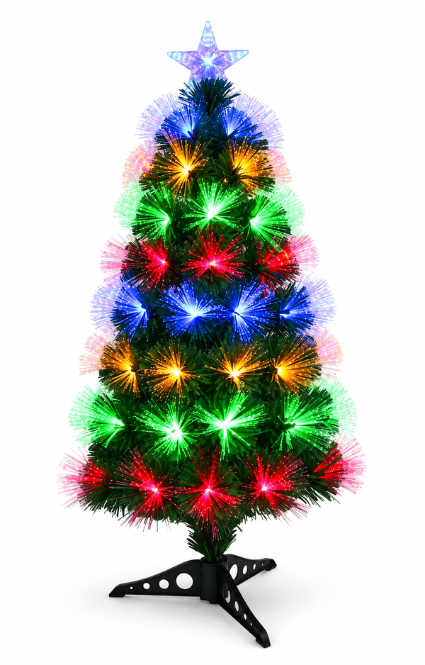 Multicolour Flashing Fibre Optic Christmas Tree 90 cm