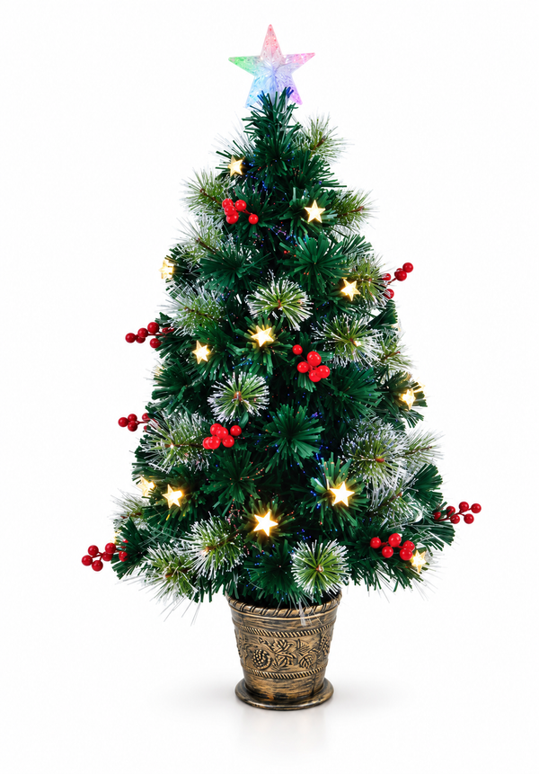 Snowy Pine Fibre Optic Potted Christmas Tree 90 cm