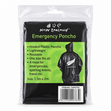 Black New Zealand silver fern rain poncho in green and black labelled packaging, code CAP0783.
